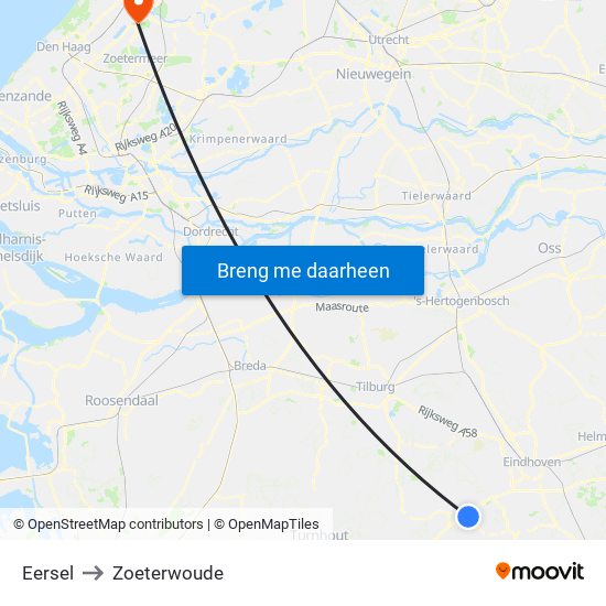 Eersel to Zoeterwoude map
