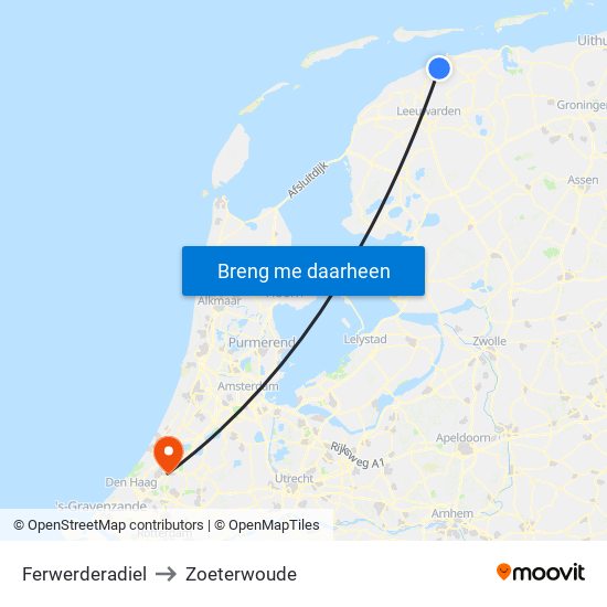 Ferwerderadiel to Zoeterwoude map