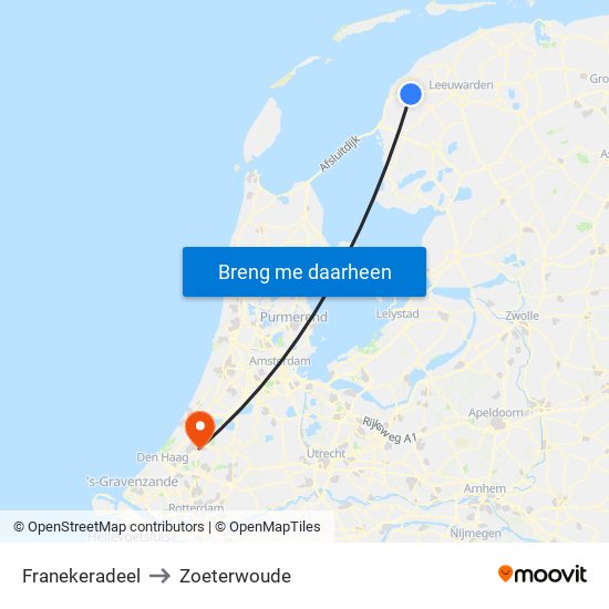 Franekeradeel to Zoeterwoude map