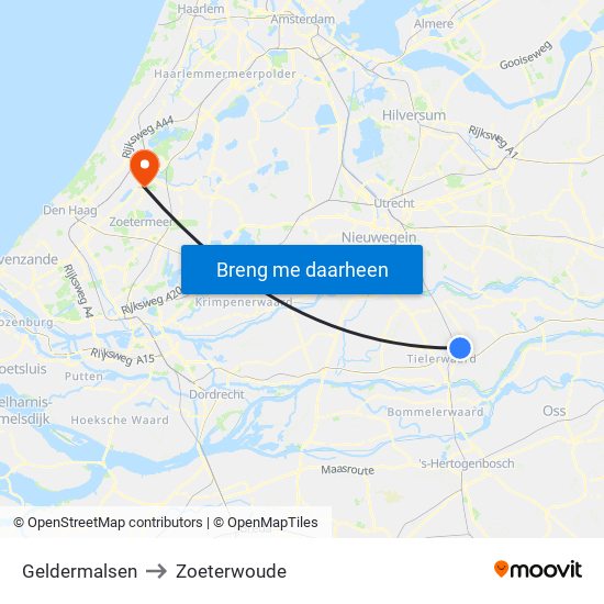 Geldermalsen to Zoeterwoude map
