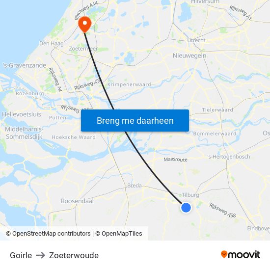 Goirle to Zoeterwoude map