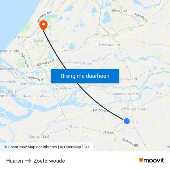 Haaren to Zoeterwoude map