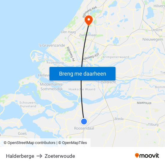 Halderberge to Zoeterwoude map