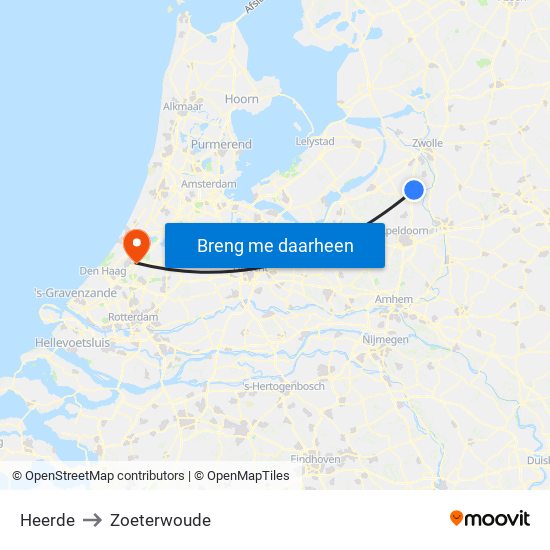 Heerde to Zoeterwoude map