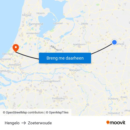 Hengelo to Zoeterwoude map
