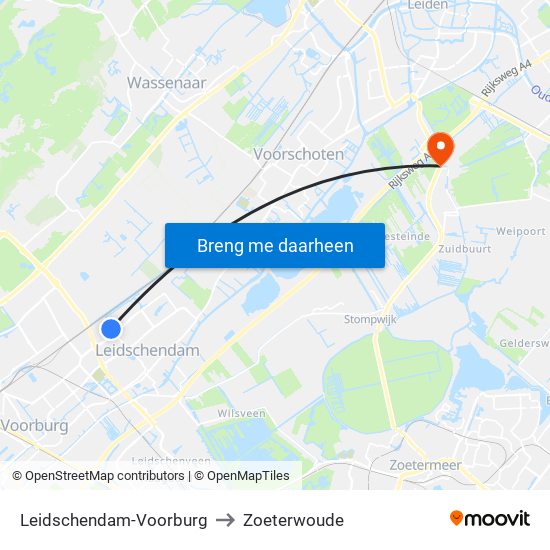 Leidschendam-Voorburg to Zoeterwoude map