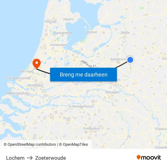 Lochem to Zoeterwoude map