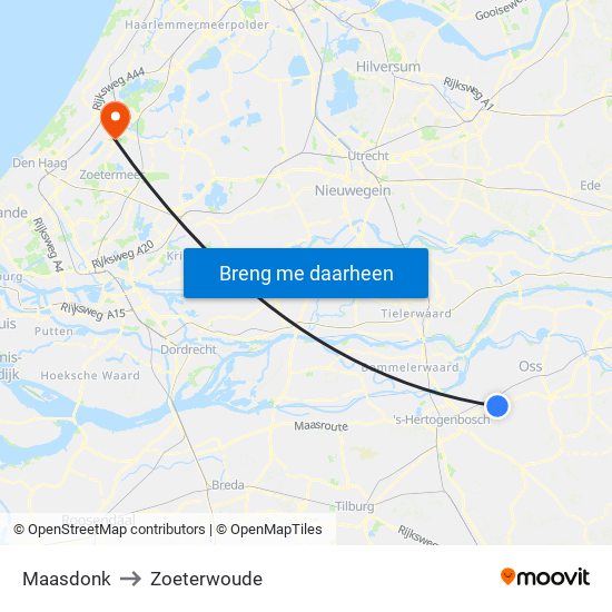 Maasdonk to Zoeterwoude map