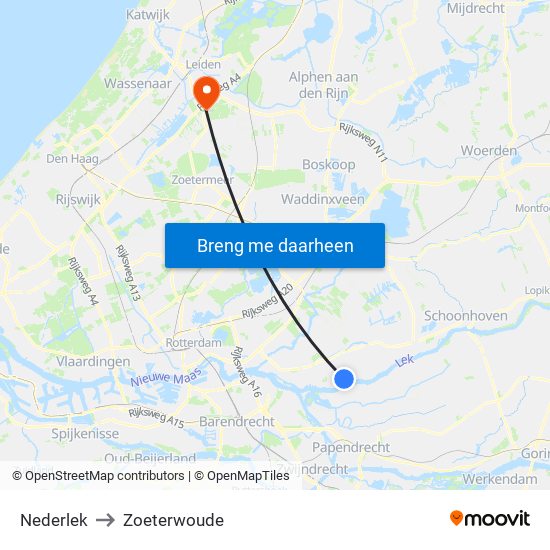 Nederlek to Zoeterwoude map