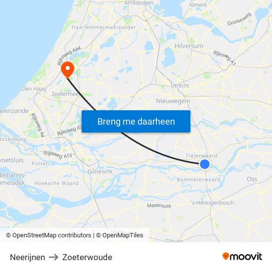 Neerijnen to Zoeterwoude map