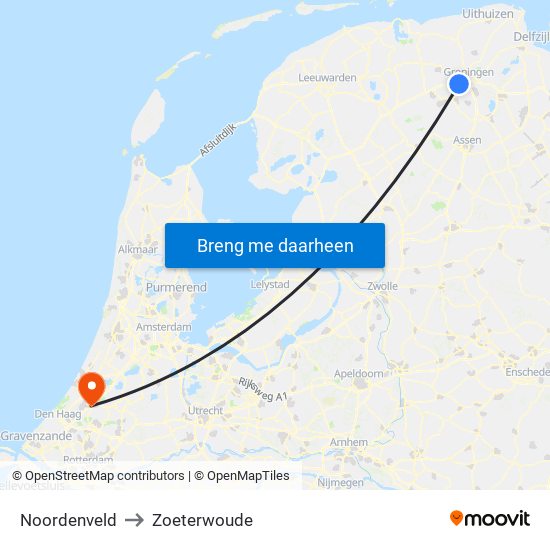Noordenveld to Zoeterwoude map