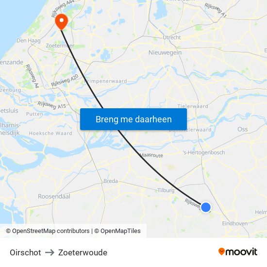 Oirschot to Zoeterwoude map