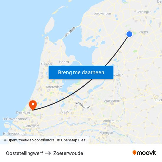 Ooststellingwerf to Zoeterwoude map