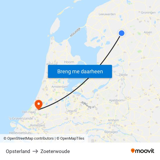 Opsterland to Zoeterwoude map