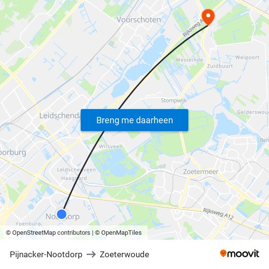Pijnacker-Nootdorp to Zoeterwoude map