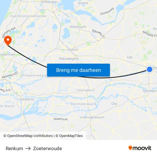 Renkum to Zoeterwoude map