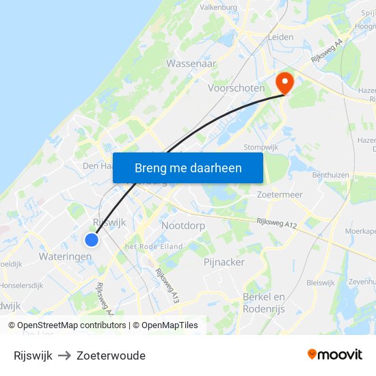 Rijswijk to Zoeterwoude map