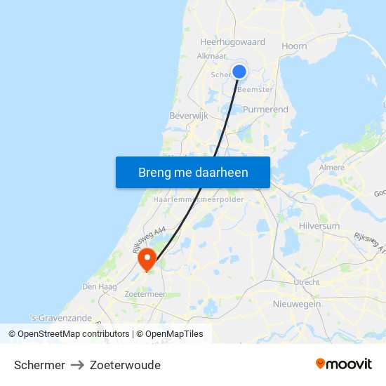Schermer to Zoeterwoude map