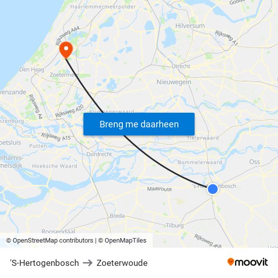 'S-Hertogenbosch to Zoeterwoude map