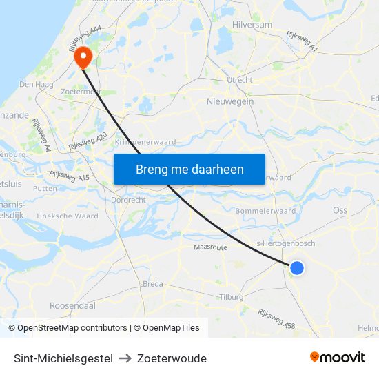 Sint-Michielsgestel to Zoeterwoude map