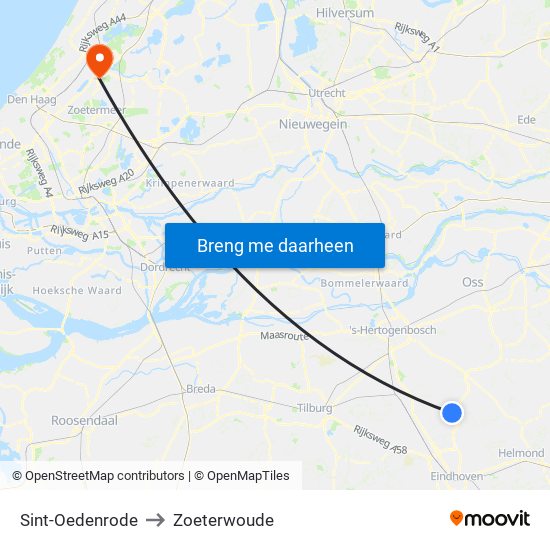 Sint-Oedenrode to Zoeterwoude map