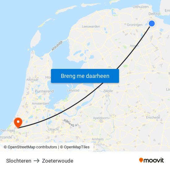 Slochteren to Zoeterwoude map
