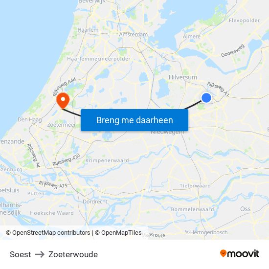 Soest to Zoeterwoude map