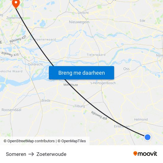 Someren to Zoeterwoude map