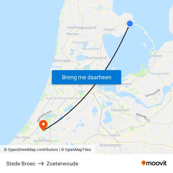 Stede Broec to Zoeterwoude map