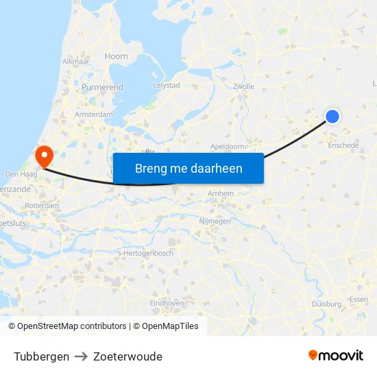 Tubbergen to Zoeterwoude map