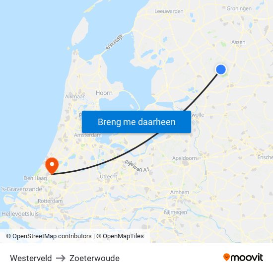 Westerveld to Zoeterwoude map