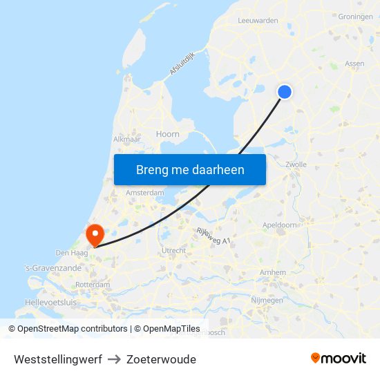 Weststellingwerf to Zoeterwoude map