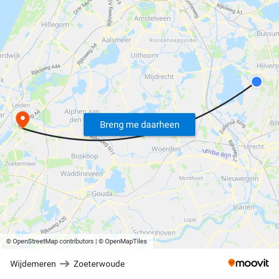 Wijdemeren to Zoeterwoude map