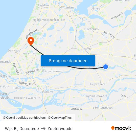 Wijk Bij Duurstede to Zoeterwoude map