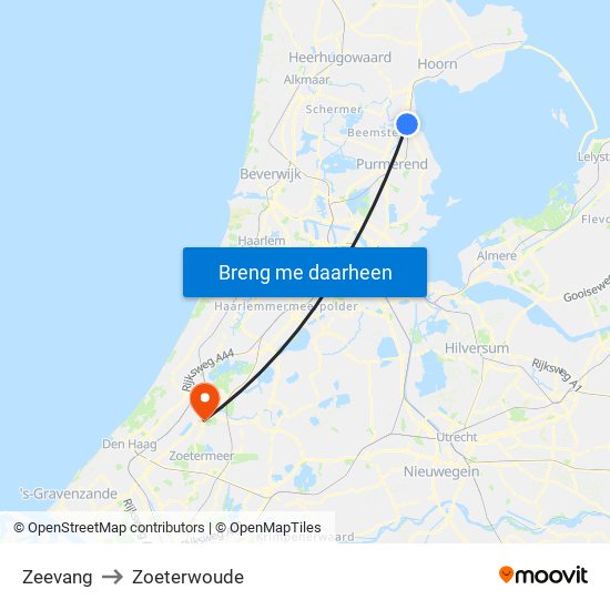 Zeevang to Zoeterwoude map