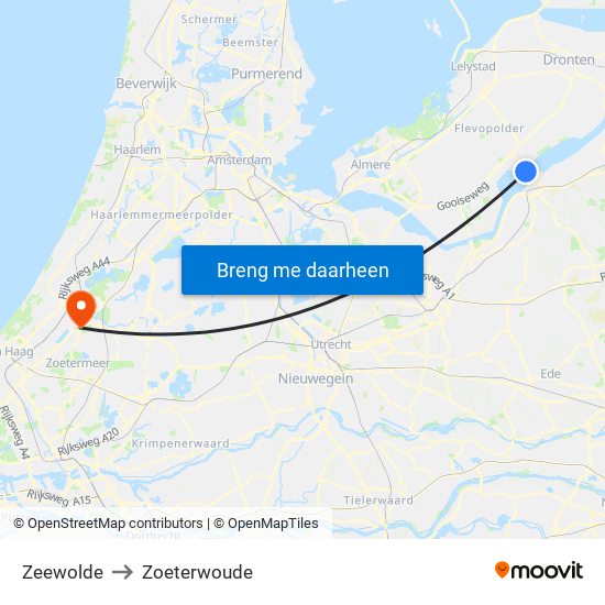 Zeewolde to Zoeterwoude map