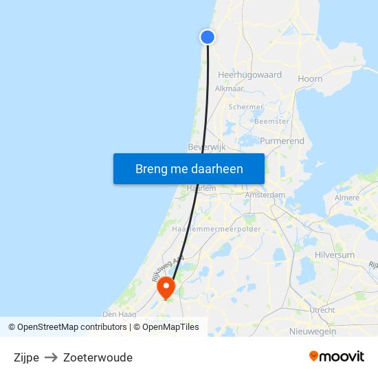 Zijpe to Zoeterwoude map