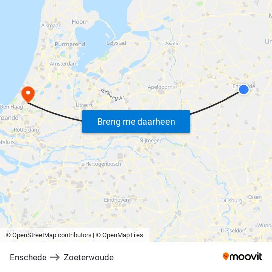 Enschede to Zoeterwoude map