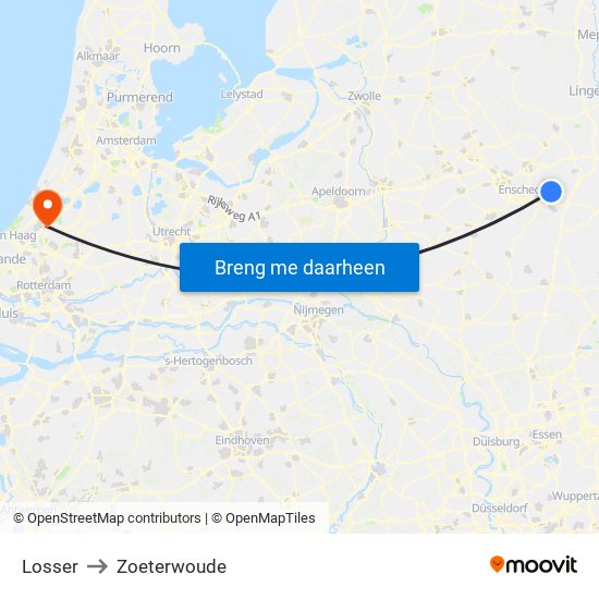 Losser to Zoeterwoude map