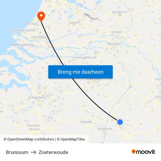 Brunssum to Zoeterwoude map