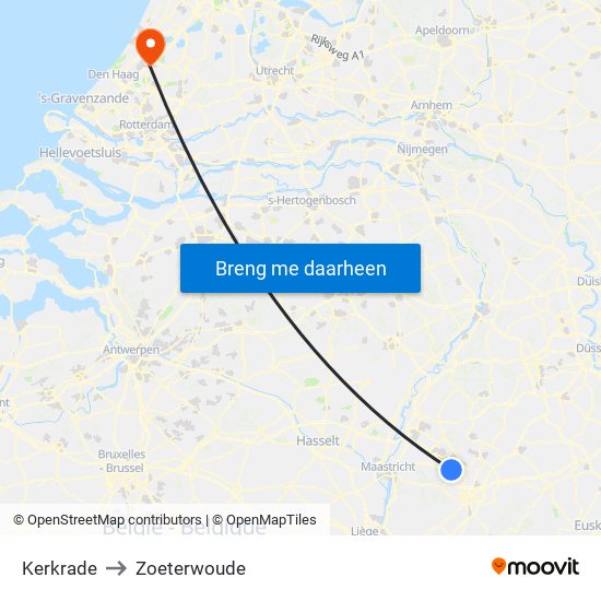 Kerkrade to Zoeterwoude map