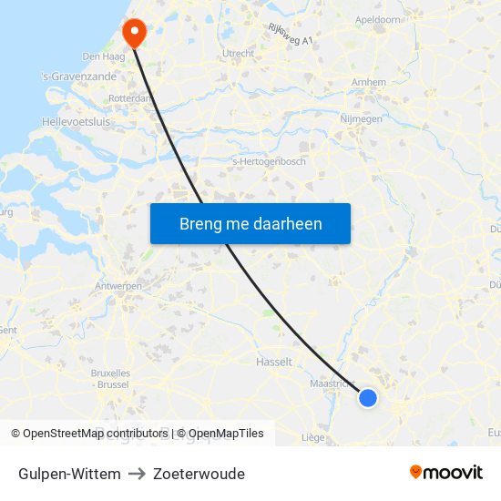 Gulpen-Wittem to Zoeterwoude map