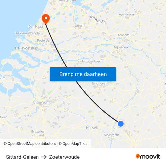 Sittard-Geleen to Zoeterwoude map