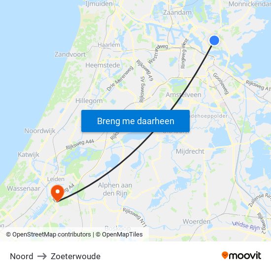 Noord to Zoeterwoude map