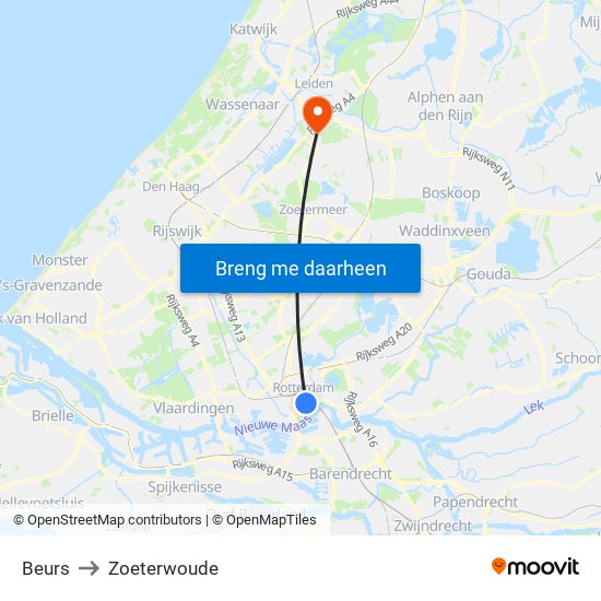 Beurs to Zoeterwoude map