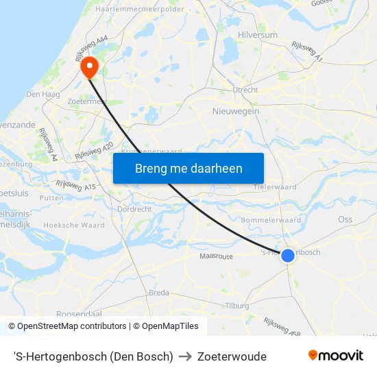 'S-Hertogenbosch (Den Bosch) to Zoeterwoude map
