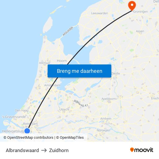 Albrandswaard to Zuidhorn map