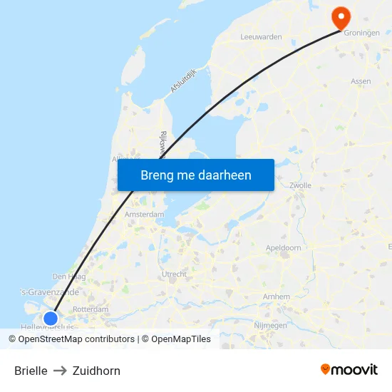Brielle to Zuidhorn map