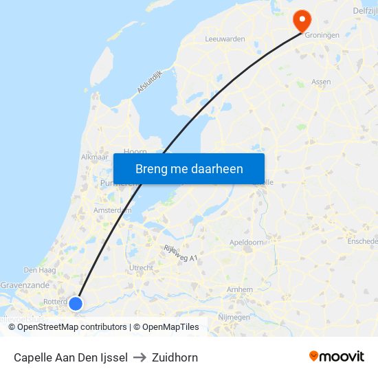 Capelle Aan Den Ijssel to Zuidhorn map