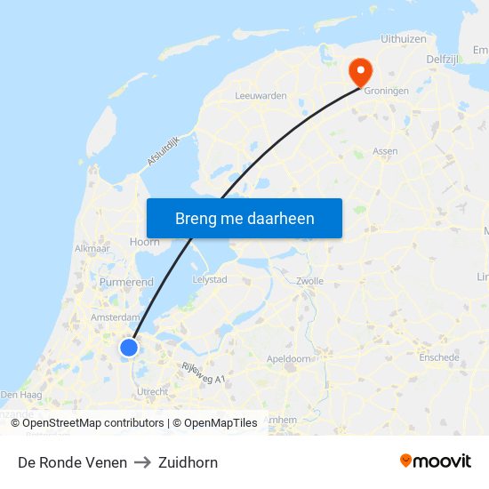 De Ronde Venen to Zuidhorn map
